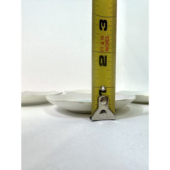 VTG Set Of 4 Stamped Japan Sauce Salt Cellars HP Birds Gold Rim MCM Hexagon - Picture 6 of 7